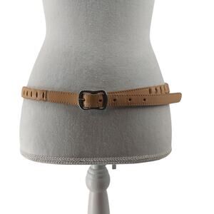 Women's Y2K Brown Tan Leather Belt Casual M/L